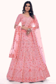 Blush Pink Net Floral Lehenga