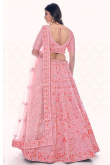 Blush Pink Net Floral Lehenga