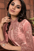 Blush Pink Net Jacket Style Trouser Suit