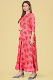 Blush Pink Rayon Ready to Wear Printed Frock Style Casual Wear Kurti