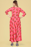 Blush Pink Rayon Ready to Wear Printed Frock Style Casual Wear Kurti