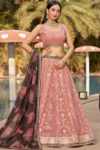 Blush Pink Sequins Embroidered Georgette Bridesmaid Lehenga