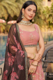 Blush Pink Sequins Embroidered Georgette Bridesmaid Lehenga