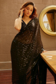 Bollywood Styal Black Sequins Embroidered Georgette Saree