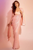 Bollywood Styal Light Pink Georgette Embroidered Cocktail Saree 