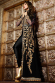 Bollywood Style Black Embroidered Georgette Trouser Suit 