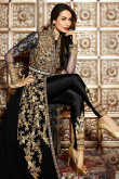 Bollywood Style Black Embroidered Georgette Trouser Suit 