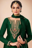 Trouser Suit Art Silk Bottle Green with Resham Work for Party 