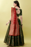 Bottle Green Art Silk Weaved Thread Panelled Style Lehenga