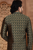 Bottle Green Banarasi Silk Men Kurta With Trouser Pant