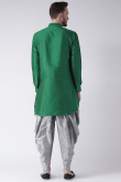Bottle Green Dupion Silk Embroidered Straight Cut Men's Kurta Dhoti 