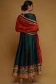 Anarkali Gown Anarkali Suit in Taffeta Silk Bottle Green for Eid
