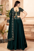 Bottle Green Mehndi Sequins Embroidered Lehenga in Georgette