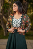 Bottle Green Georgette Jacket Style Lehenga