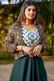 Bottle Green Georgette Jacket Style Lehenga