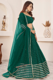 Bottle Green Georgette Lehenga with Sequins Work for Diwali