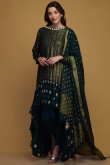 Bottle Green Georgette Woven Zari Tulip Pant Suit for Wedding & Party