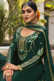 Bottle Green Jacquard A-Line Lehenga