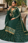 Bottle Green Jacquard A-Line Lehenga