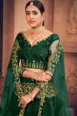 Lehenga in Bottle Green Net for Party Wear with Stone embroidery