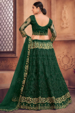 Lehenga in Bottle Green Net for Party Wear with Stone embroidery