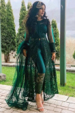 Bottle Green Net Jacket Style Trouser Suit