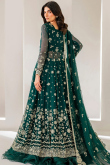Bottle Green Organza Embroidered A Line Lehenga