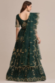 Bottle Green Organza Silk Embroidered Lehenga