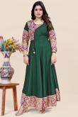 Bottle Green Rayon Printed Casual Wear Ready Made Kurti