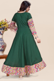 Bottle Green Rayon Printed Casual Wear Ready Made Kurti