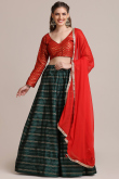Bottle Green Silk A Line Lehenga