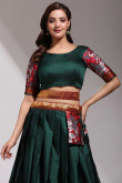 Bottle Green Silk Weaved A Line Lehenga 