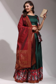 Bottle Green Silk Weaved A Line Lehenga 