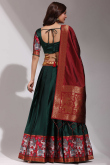Bottle Green Silk Weaved A Line Lehenga 