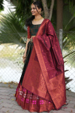 Bottle Green Silk Woven Zari Flared Style Lehenga