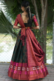 Bottle Green Silk Woven Zari Flared Style Lehenga