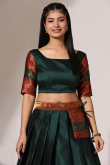 Bottle Green Silk Woven Zari Flared Style Lehenga