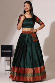 Bottle Green Silk Woven Zari Flared Style Lehenga