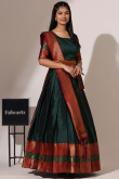 Bottle Green Silk Woven Zari Flared Style Lehenga