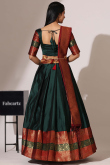 Bottle Green Silk Woven Zari Flared Style Lehenga