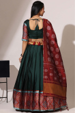 Bottle Green Weaved Zari Casual Wear Flared Style Silk Lehenga