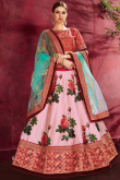 Brick Red Banglori Silk Choli with Banglori Silk Lehenga