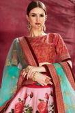 Brick Red Banglori Silk Choli with Banglori Silk Lehenga