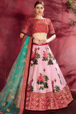 Brick Red Banglori Silk Choli with Banglori Silk Lehenga