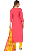 Brick Red Chanderi Cotton Churidar Suit