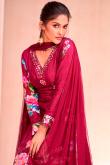 Brick Red Cotton Printed Ready to Wear Lehenga With Long Choli