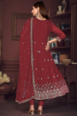 Brick Red Georgette Embroidered Angrakha Style Anarkali Suit