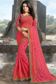 Brick-Red Georgette Printed Saree