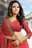 Brick-Red Georgette Printed Saree
