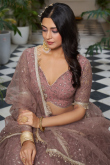 Dusty Pink Net Sequins Embroidered Flared Style Lehenga